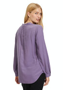 V Neck Long Sleeve Blouse - Mulled Grape