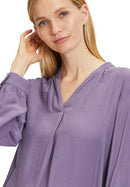 V Neck Long Sleeve Blouse - Mulled Grape