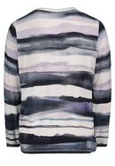 Bateau Neck Print Top - Beige/petrol