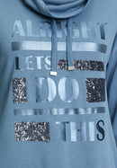 3/4 Sleeves Polo Neck Sweater - China Blue