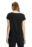 Bateau Neck Animal Print Blouse - Black Khaki