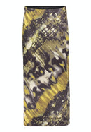 Long Printed Skirt - Black Khaki