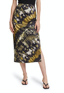 Long Printed Skirt - Black Khaki