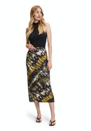 Long Printed Skirt - Black Khaki