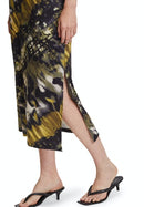 Long Printed Skirt - Black Khaki