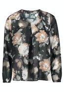 Long Sleeve Floral Blouse - Black/purple