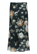 Floral Print Midi Skirt - Black/purple
