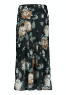 Floral Print Midi Skirt - Black/purple