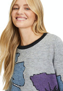 Round Neck Floral Pattern - Grey/petrol