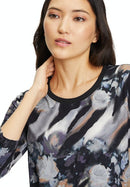 3/4 Sleeve Animal Print T-Shirt - Black/grey