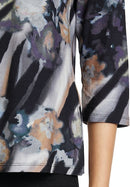 3/4 Sleeve Animal Print T-Shirt - Black/grey