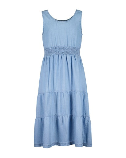Girls Woven Sleeveless Dress - Light Blue