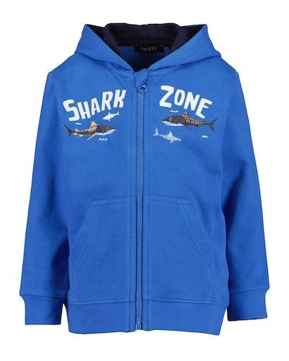 Boys Shark Zip Hoodie - Blue