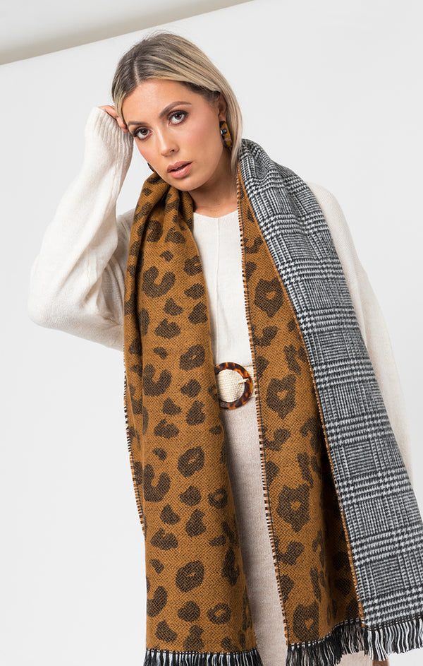 Briar Scarf - Black/leopard