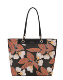 Medium Floral Tote Handbag - Black