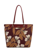 Medium Floral Tote Handbag - Bordeaux