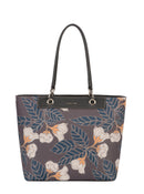 Medium Floral Tote Handbag - Dark Grey