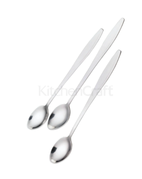 Set of 3 Stainless Steel Ice Cream / Soda Spoons