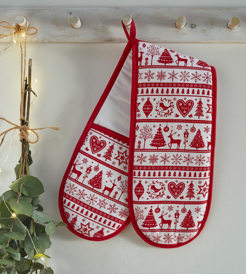 Yuletide Double Oven Glove Red