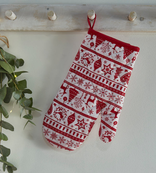 Yuletide Oven Mitten Red