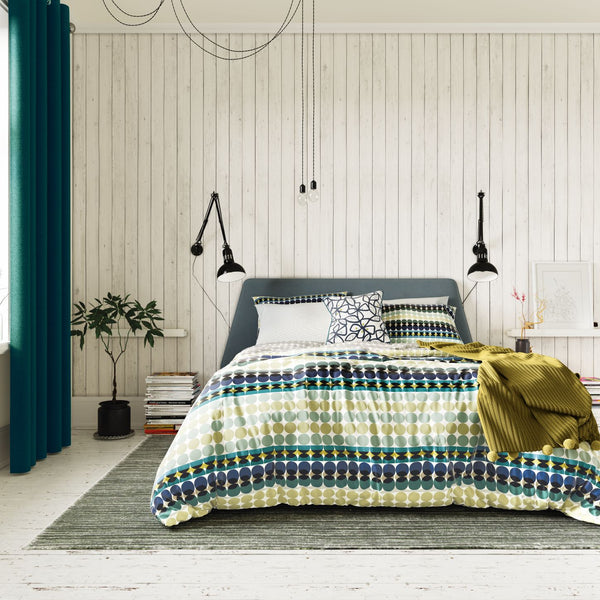 Clara Duvet Cover Set - Green & Ink