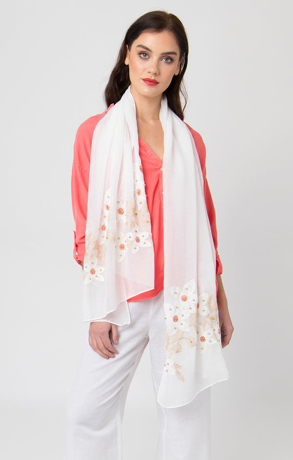 Daisy Scarf - White