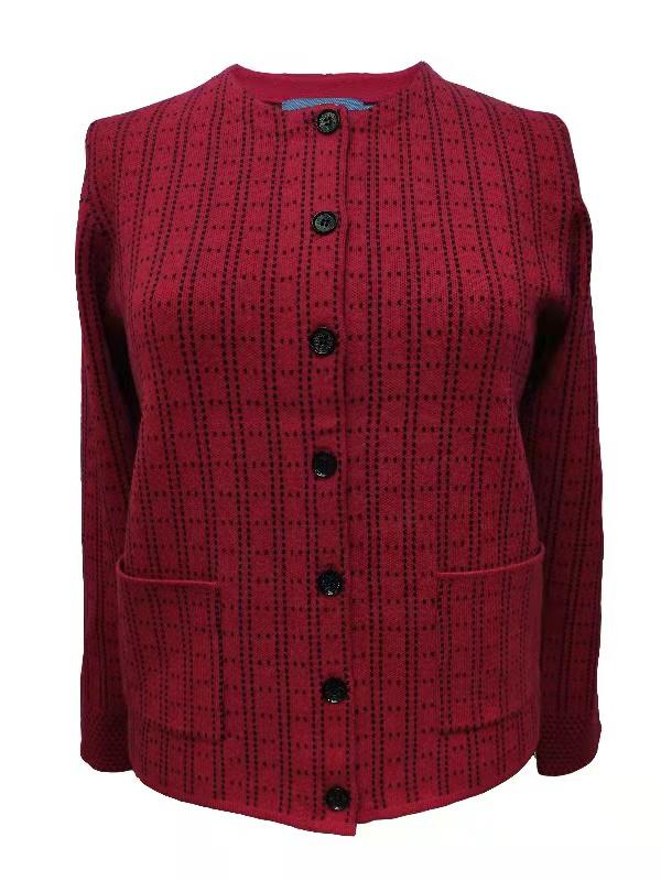 Jacquard Collar Jacket - Sangria
