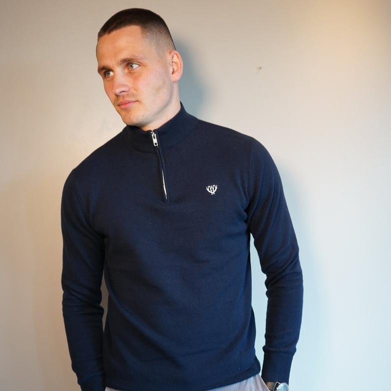 1/4 Zip Knit - Navy