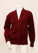 Plain Wool Mix Cardigan - Wine
