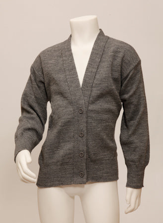 Plain Wool Mix Cardigan - Grey