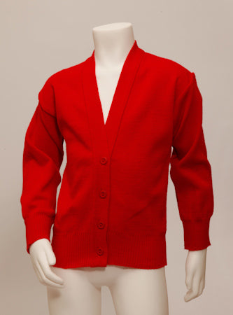 Plain Wool Mix Cardigan - Red