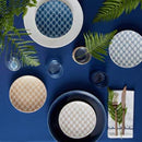 Porcelain Modern Deco Small Plate Blue Accent