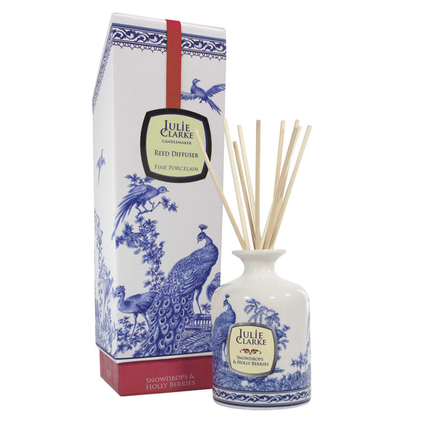 Blue Peacock Reed Diffuser - Snowdrops & Holly Berries
