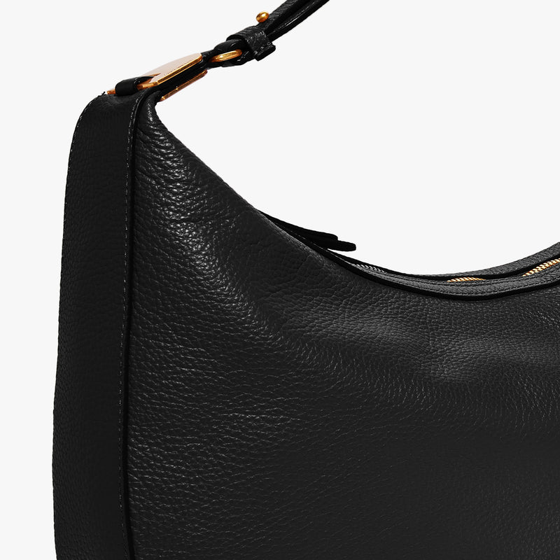 Anais Grainy Leather Handbag - Black