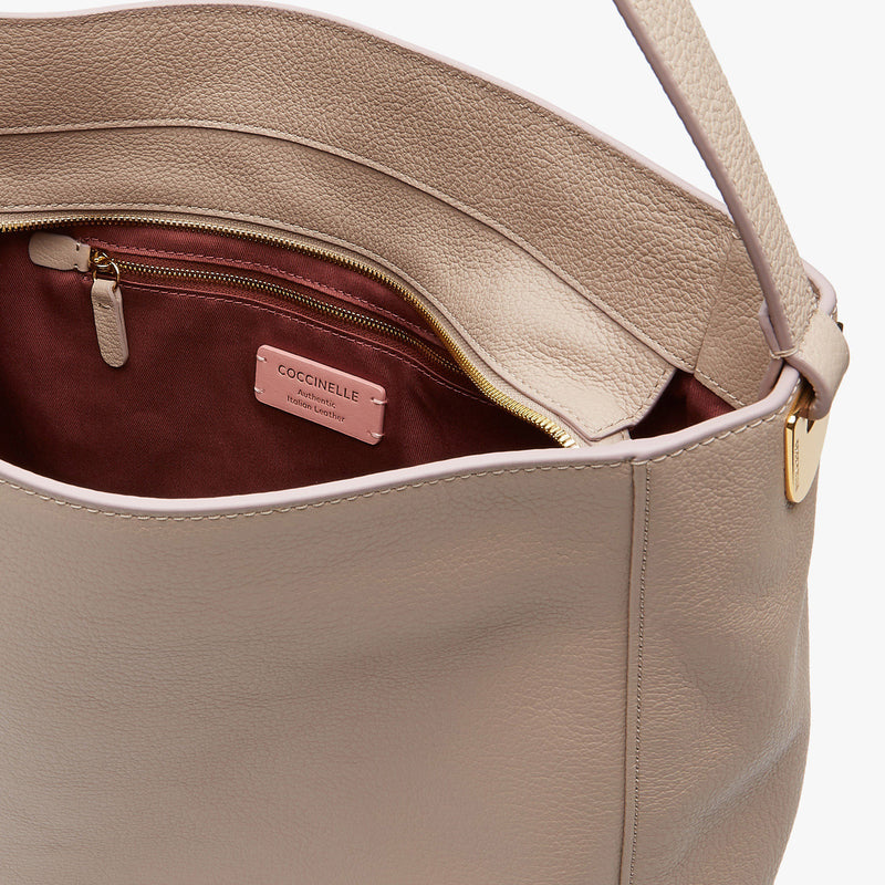 Grained Leather Hobo Bag - Powder Pink