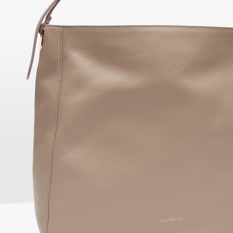 Grained Leather Hobo Bag - Powder Pink