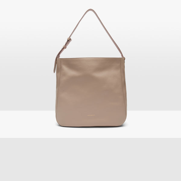 Grained Leather Hobo Bag - Powder Pink