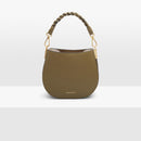 Double Grainy Leather Hobo Bag - Green/white