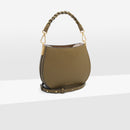Double Grainy Leather Hobo Bag - Green/white