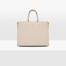 Double Grainy Leather Bag - Pink/beige