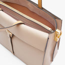 Double Grainy Leather Bag - Pink/beige