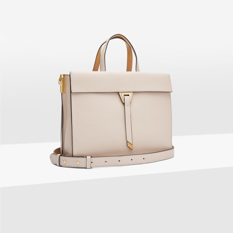 Double Grainy Leather Bag - Pink/beige