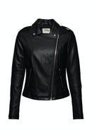 Faux Leather Biker Jacket - Black