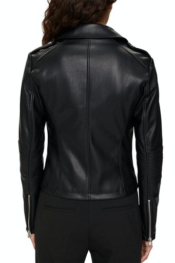 Faux Leather Biker Jacket - Black