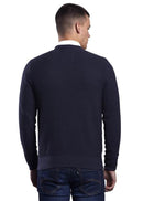 Cotton Round Neck Jumper - Navy