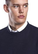 Cotton Round Neck Jumper - Navy
