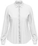 Ruffle Placket Plain Blouse - Off White