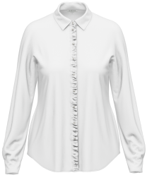 Ruffle Placket Plain Blouse - Off White