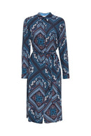 Bandana Print Shirt Dress - Navy