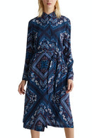 Bandana Print Shirt Dress - Navy